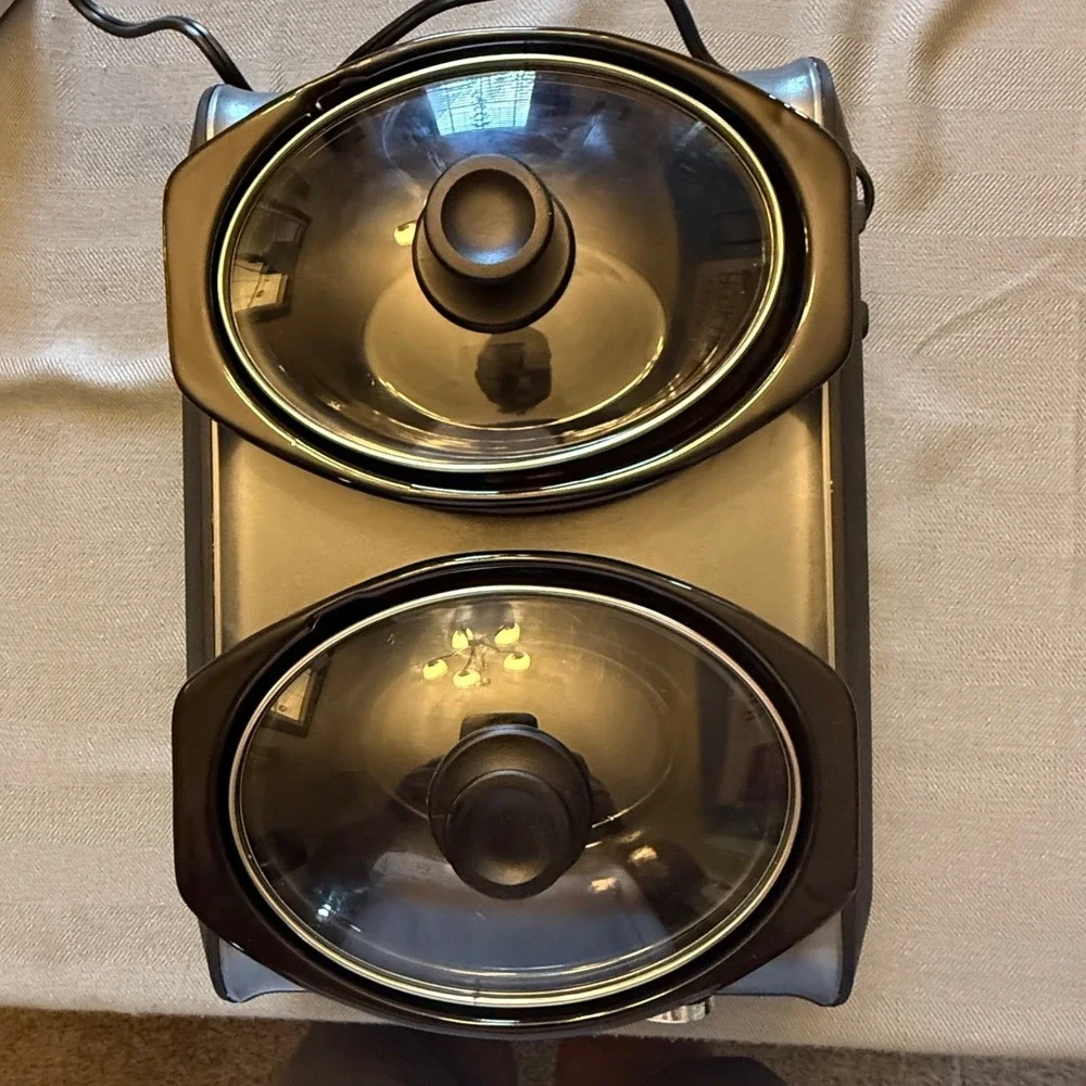Crock-Pot Hook Up Connectable Entertaining System Double 1 Qt Slow Cooker Black